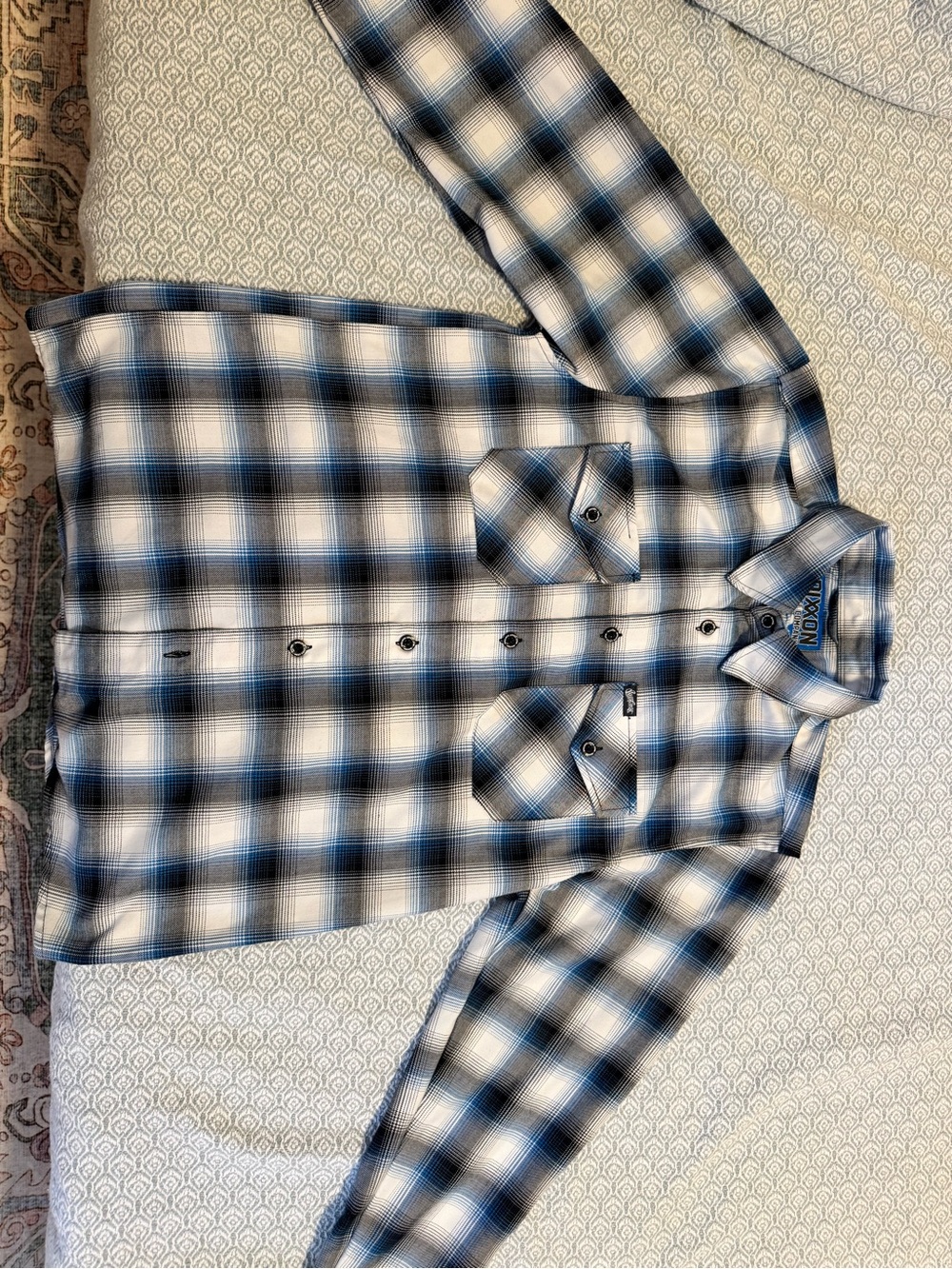 DIXXON Black, White & Blue Plaid Men’s Button-Down Shirt - Picture 2 of 3